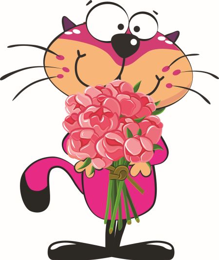 Kot z kwiatami