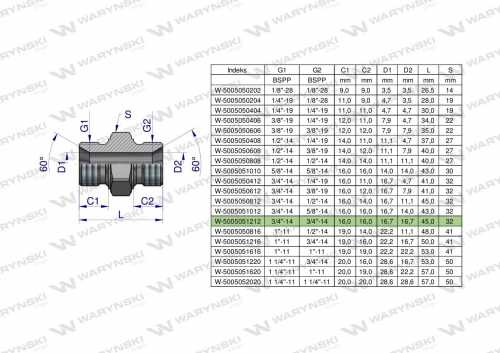 Zdjęcie główne produktu: Złączka hydrauliczna calowa BB 3/4" BSP Waryński ( sprzedawane po 5 )