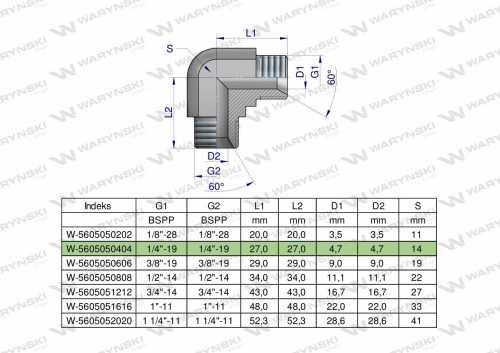 Zdjęcie główne produktu: Kolanko hydrauliczne calowe BB 1/4" BSP (XW) Waryński ( sprzedawane po 2 )