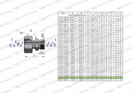 Zdjęcie główne produktu: Złączka hydrauliczna metryczna AB (XKOR) A-M45x2 35L / B-M30x2 22L Waryński