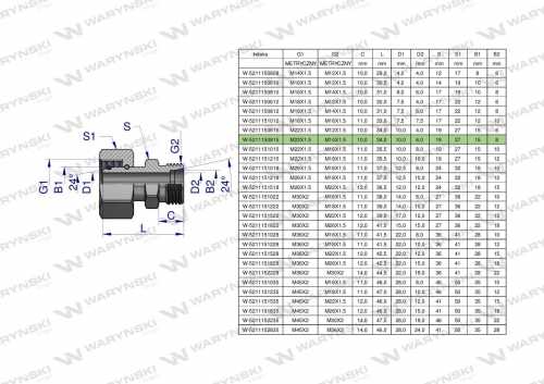 Zdjęcie główne produktu: Złączka hydrauliczna metryczna AB (XKOR) A-M22x1.5 15L / B-M14x1.5 08L Waryński ( sprzedawane po 2 )