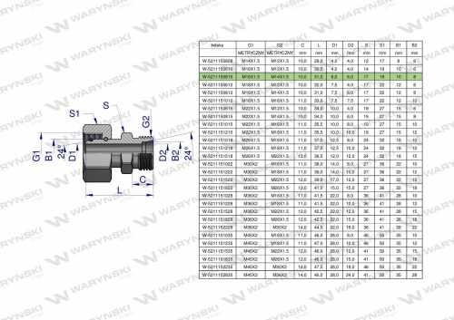 Zdjęcie główne produktu: Złączka hydrauliczna metryczna AB (XKOR) A-M16x1.5 10L / B-M14x1.5 08L Waryński ( sprzedawane po 2 )