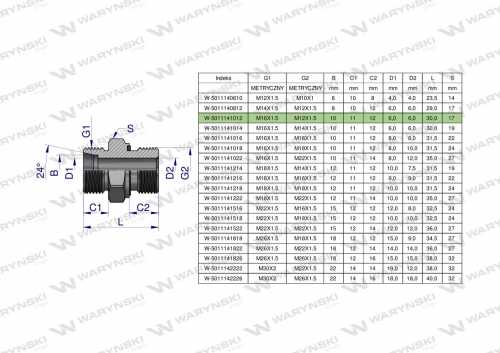 Zdjęcie główne produktu: Przyłączka hydrauliczna metryczna BB (XGE) M16x1.5 10L x M12x1.5 ED Waryński ( sprzedawane po 5 )