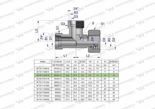 Zdjęcie główne produktu: Trójnik hydrauliczny niesymetryczny metryczny BBA M16x1.5 10L (XEVL) Waryński ( sprzedawane po 2 )