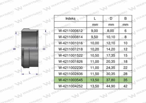 Zdjęcie główne produktu: Pierścień zacinający hydrauliczny (DPR35L) 35L Waryński ( sprzedawane po 2 )