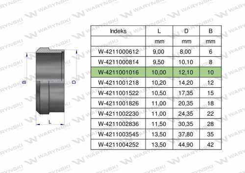 Zdjęcie główne produktu: Pierścień zacinający hydrauliczny (DPR10L/S) 10L/10S Waryński ( sprzedawane po 20 )