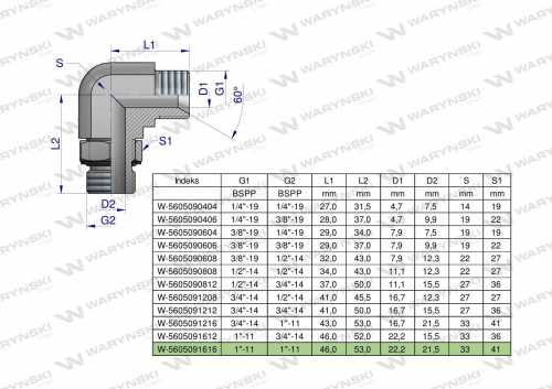 Zdjęcie główne produktu: Kolanko hydrauliczne nastawne calowe BB 1" x 1" BSP z regulacją Waryński