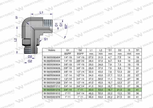Zdjęcie główne produktu: Kolanko hydrauliczne nastawne calowe BB 3/4" x 1" BSP z regulacją Waryński
