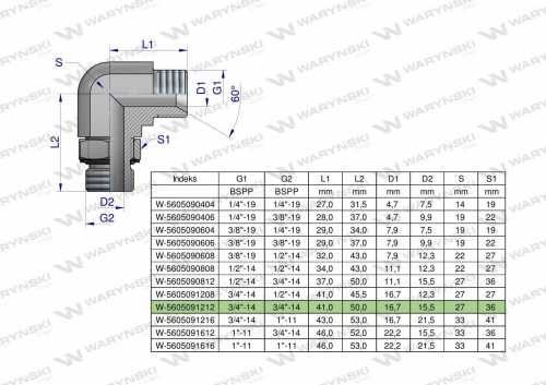 Zdjęcie główne produktu: Kolanko hydrauliczne nastawne calowe BB 3/4" x 3/4" BSP z regulacją Waryński