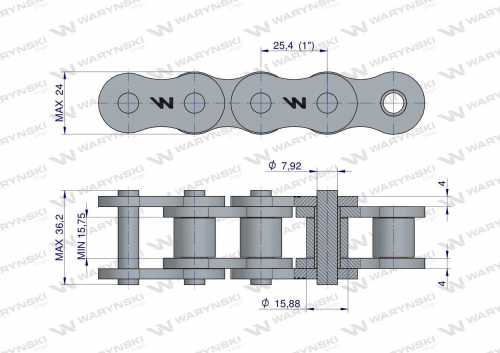 Zdjęcie główne produktu: Łańcuch rolkowy 16AH1-34PS ANSI A 80 H zastosowanie Prasa Rolująca Famarol Waryński