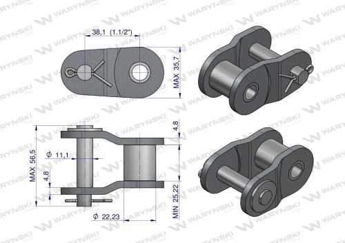 Zdjęcie główne produktu: Półogniwo łańcucha wzmocnione P24A-1 ANSI A 120 (R1 1.1/2) Waryński ( sprzedawane po 2 )