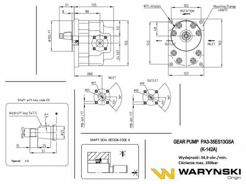 Zdjęcie główne produktu: Pompa hydrauliczna K-142A PA3-35ES13GSA Waryński