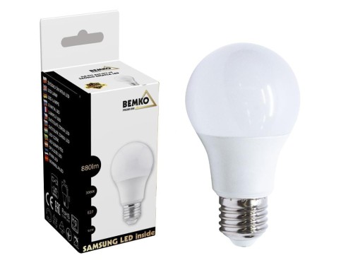 Zdjęcie główne produktu: Żarówka LED (SAMSUNG LED) 230V E27 A60 9.5W 880LM 3000K barwa ciepła (sprzedawane po 10)