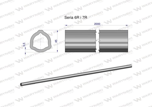 Zdjęcie główne produktu: Rura trójkątna wewnętrzna Seria 6R i 7R wału przegubowo-teleskopowego 45x5.5 mm - 2m WARYŃSKI (sprzedawane po 2)