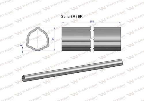 Zdjęcie główne produktu: Rura wewnętrzna Seria 8R i 9R do wału 1110 przegubowo-teleskopowego 54x5mm 955 mm WARYŃSKI