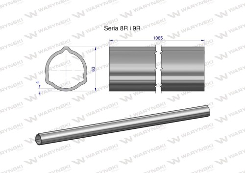 Zdjęcie główne produktu: Rura zewnętrzna Seria 8R i 9R do wału 1210 przegubowo-teleskopowego 63x4 mm 1085 mm WARYŃSKI