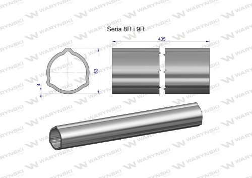 Zdjęcie główne produktu: Rura zewnętrzna Seria 8R i 9R do wału 560 przegubowo-teleskopowego 63x4 mm 435 mm WARYŃSKI