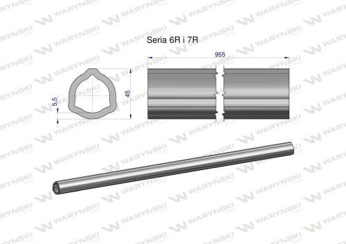 Zdjęcie główne produktu: Rura wewnętrzna Seria 6R i 7R do wału 1110 przegubowo-teleskopowego 45x5.5mm 955 mm WARYŃSKI