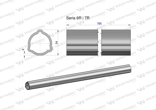 Zdjęcie główne produktu: Rura zewnętrzna Seria 6R i 7R do wału 910 przegubowo-teleskopowego 54x4 mm 785 mm WARYŃSKI