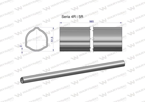 Zdjęcie główne produktu: Rura zewnętrzna Seria 4R i 5R do wału 1110 przegubowo-teleskopowego 51.5x3 mm 985 mm WARYŃSKI