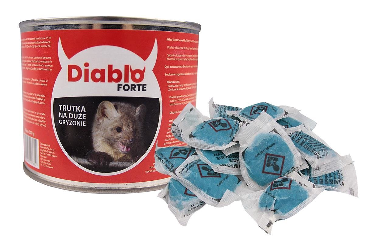 Zdjęcie główne produktu: Skuteczna trutka na szczury i duże gryzonie Diablo Forte - pasta w saszetkach 300g