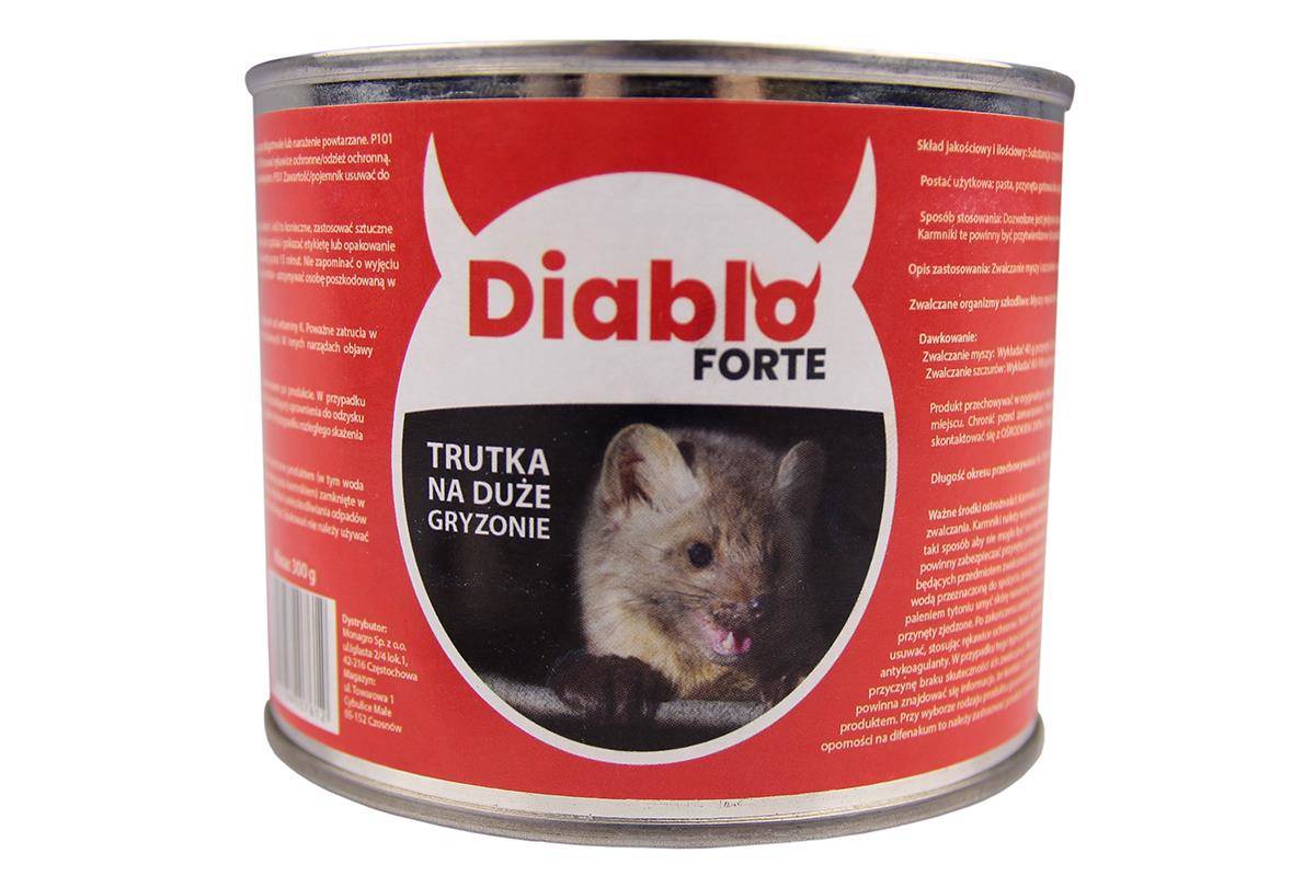 Zdjęcie główne produktu: Skuteczna trutka na szczury i duże gryzonie Diablo Forte - pasta w saszetkach 600g