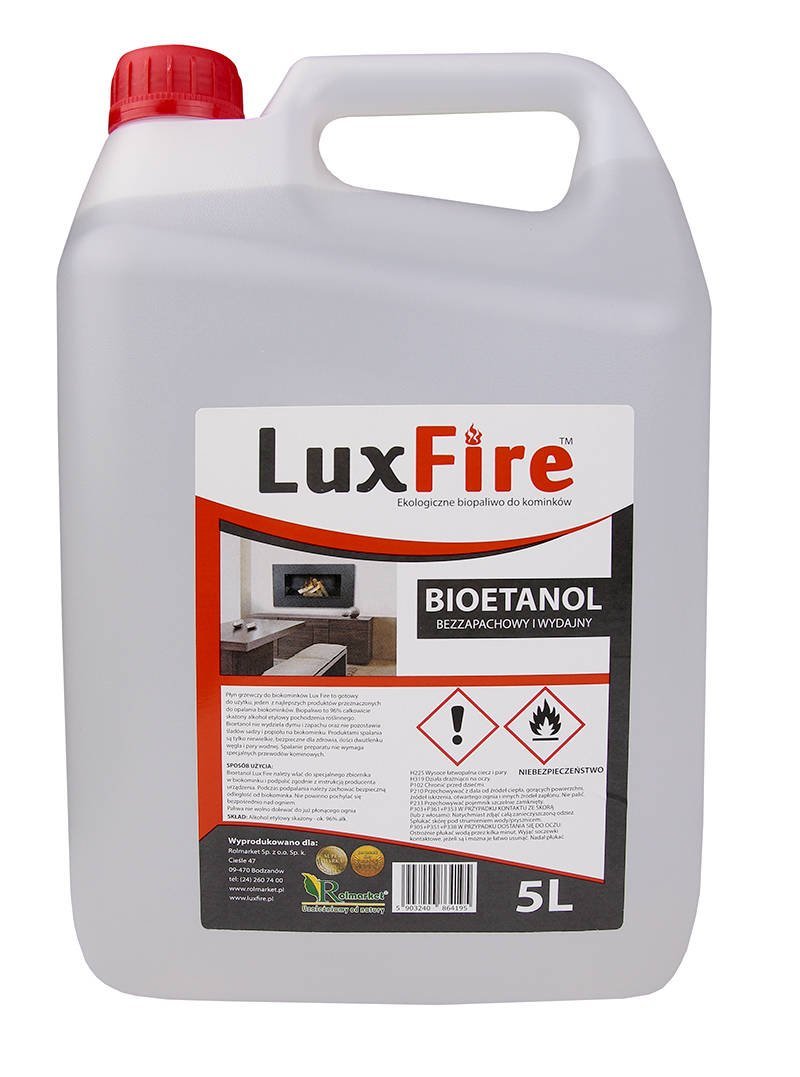 Zdjęcie główne produktu: Lux Fire™ 5 litrów –  ekologiczne biopaliwo do kominka (bioetanol do biokominka)