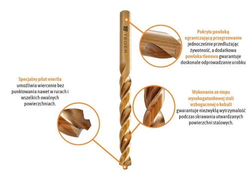 Zdjęcie główne produktu: Wiertło do metalu kobaltowe - pilotujące 10.2 mm TEGER