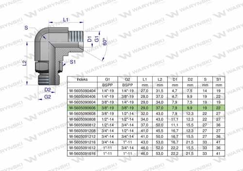 Zdjęcie główne produktu: Kolanko hydrauliczne nastawne calowe BB 3/8" x 3/8" BSP z regulacją Waryński